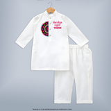 Dandiya Night Mandala Art Print Personalized Kids Kurta - WHITE - 3 - 6 Months Old (Chest 24", Kurta Length 14'', Waist 19", Pant Length 14")