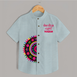 Dandiya Night Mandala Art Print Personalized Kids Shirt - ARCTIC BLUE - 0 - 6 Months Old (Chest 23")