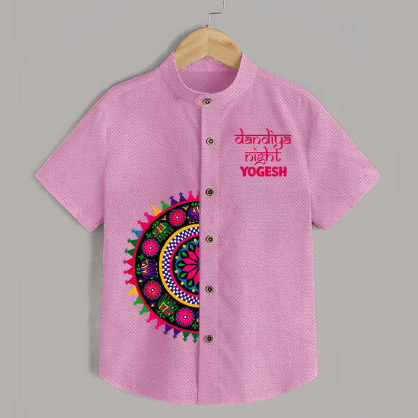 Dandiya Night Mandala Art Print Personalized Kids Shirt - BABY PINK - 0 - 6 Months Old (Chest 23")
