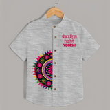Dandiya Night Mandala Art Print Personalized Kids Shirt - GREY - 0 - 6 Months Old (Chest 23")