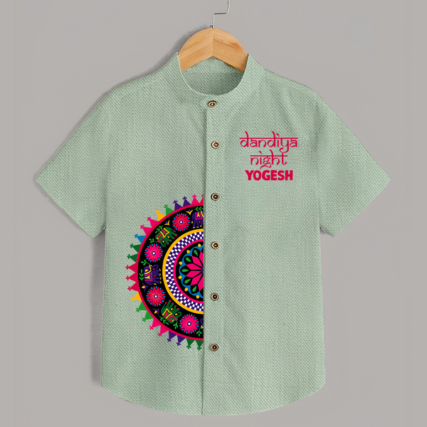 Dandiya Night Mandala Art Print Personalized Kids Shirt - MINT GREEN - 0 - 6 Months Old (Chest 23")
