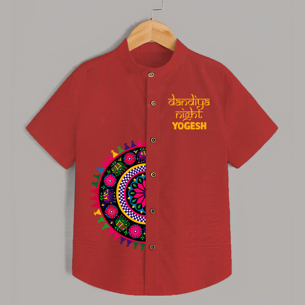 Dandiya Night Mandala Art Print Personalized Kids Shirt - RED - 0 - 6 Months Old (Chest 23")