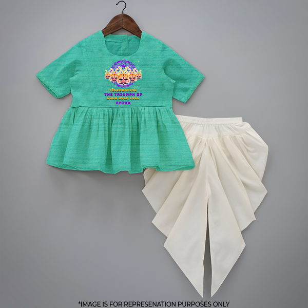 Triumph of Good Over Evil - Navaratri Personalized Peplum top and Dhoti pant set for Girls