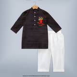 Nothing To Fear When Amma Is Here - Customized Kurta Set For kids - COFFEE - 3-6 Month Old (Chest 24", Kurta Length 14'', Waist 19", Pant Length 14")