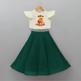 Chinna Amman - Customized Crop Top And Skirt For kids - BOTTLE GREEN - 6 - 9 Months Old (Chest 20" , Frock Waist 20")