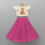 Chinna Amman - Customized Crop Top And Skirt For kids - FUSCHIA - 6 - 9 Months Old (Chest 20" , Frock Waist 20")