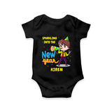 "Happy New Year 2025 - Happy Memories With Our Customized Romper for Babies With Name" - BLACK - 0 - 3 Months Old (Chest 16")