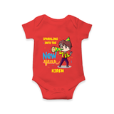 "Happy New Year 2025 - Happy Memories With Our Customized Romper for Babies With Name" - RED - 0 - 3 Months Old (Chest 16")