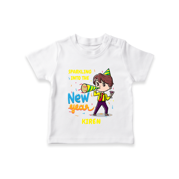 "Happy New Year 2025 - Happy Memories With Our Customized T-Shirt for Kids With Name" - WHITE - 0-5 Months Old (Chest 17")