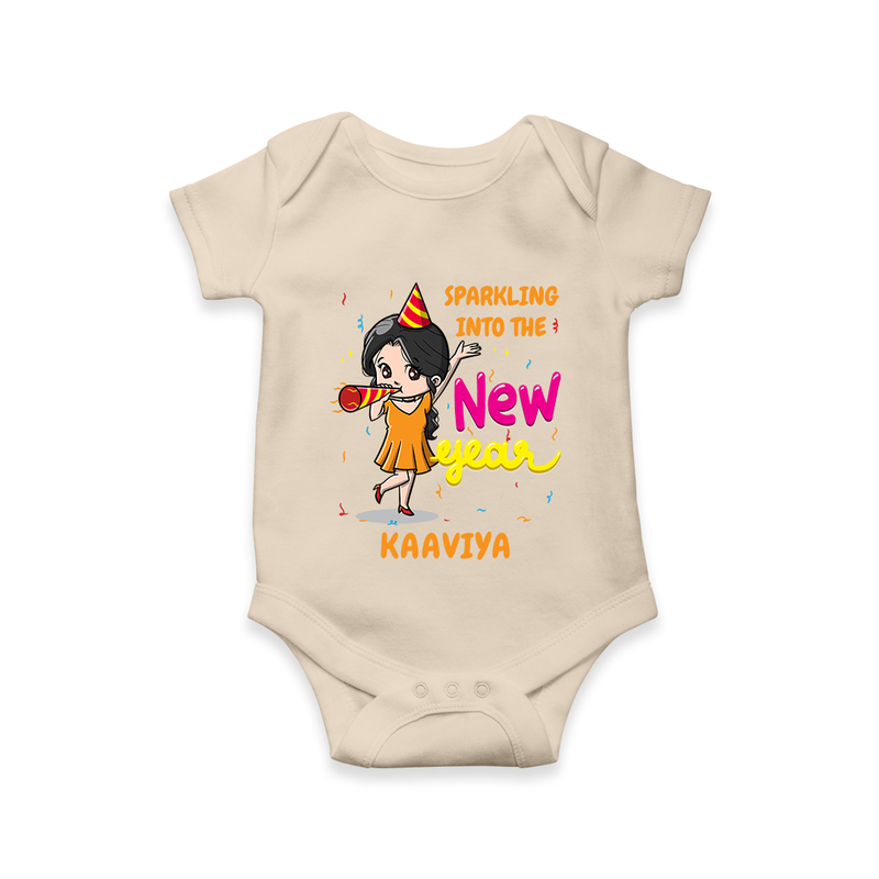 "Happy New Year 2025 - Cherished Moments With Our Customized Romper for Babies With Name" - IVORY - 0 - 3 Months Old (Chest 16")