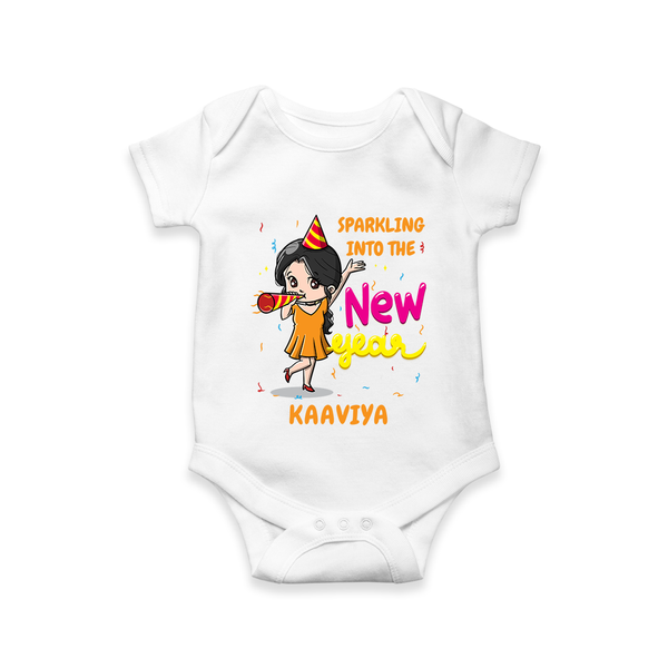 "Happy New Year 2025 - Cherished Moments With Our Customized Romper for Babies With Name" - WHITE - 0 - 3 Months Old (Chest 16")