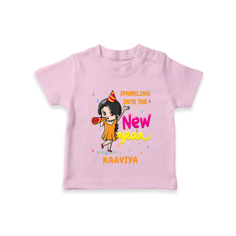 "Happy New Year 2025 - Cherished Moments With Our Customized T-Shirt for Kids With Name" - PINK - 0-5 Months Old (Chest 17")