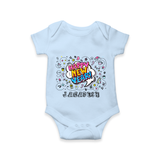 "Happy New Year 2025 - Precious Memories With Our Customized Romper for Babies With Name" - BABY BLUE - 0 - 3 Months Old (Chest 16")