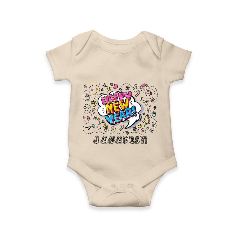 "Happy New Year 2025 - Precious Memories With Our Customized Romper for Babies With Name" - IVORY - 0 - 3 Months Old (Chest 16")