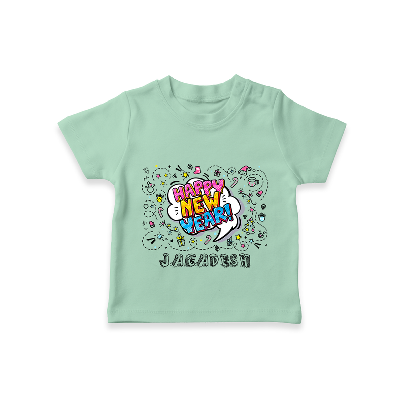 "Happy New Year 2025 - Precious Memories With Our Customized T-Shirt for Kids With Name" - MINT GREEN - 0-5 Months Old (Chest 17")