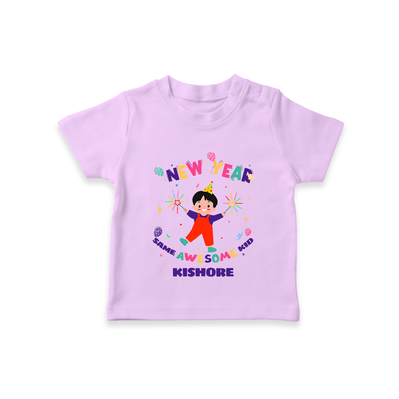 "Happy New Year 2025 - Unforgettable With Our Customized T-Shirt for Kids With Name" - LILAC - 0-5 Months Old (Chest 17")