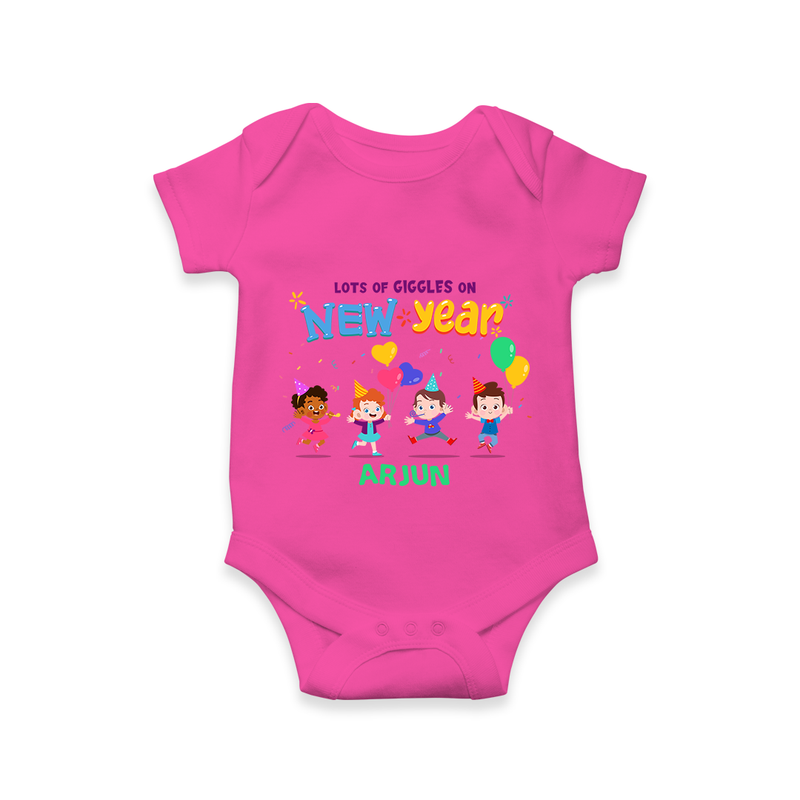 "Happy New Year 2025 - Heartwarming Memories With Our Customized Romper for Babies With Name" - HOT PINK - 0 - 3 Months Old (Chest 16")