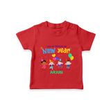 "Happy New Year 2025 - Heartwarming Memories With Our Customized T-Shirt for Kids With Name" - RED - 0-5 Months Old (Chest 17")