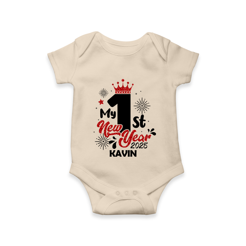 "My First New Year 2025 - Happy Memories With Our Customized Romper for Babies With Name" - IVORY - 0 - 3 Months Old (Chest 16")