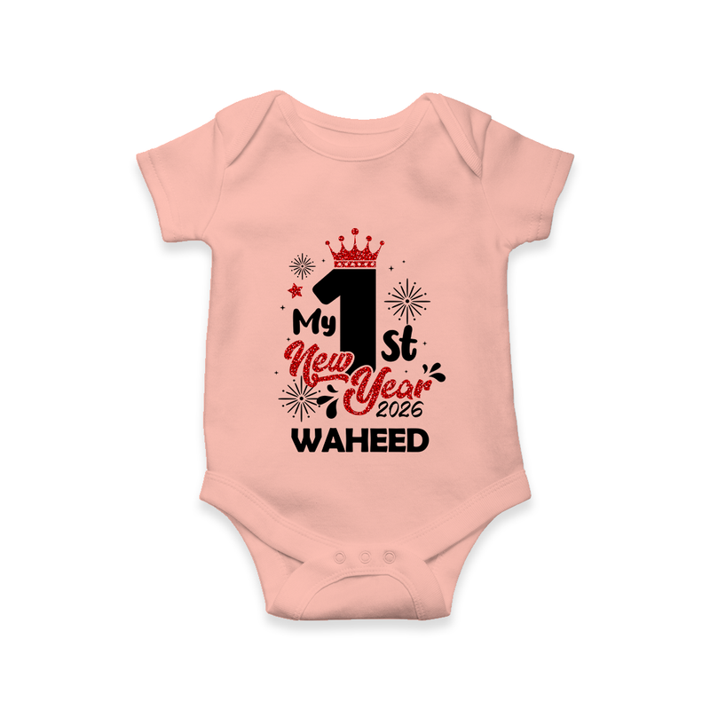 My 1st New Year 2026 | Customized Romper for Kids - PEACH - New Born (Chest 14")
