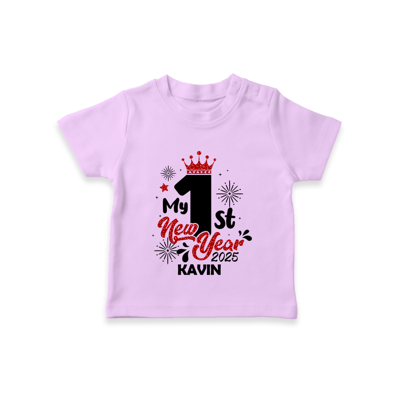 "My First New Year 2025 - Happy Memories With Our Customized T-Shirt for Kids With Name" - LILAC - 0-5 Months Old (Chest 17")