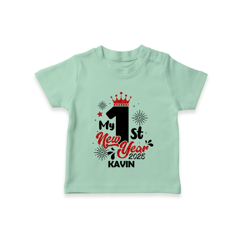 "My First New Year 2025 - Happy Memories With Our Customized T-Shirt for Kids With Name" - MINT GREEN - 0-5 Months Old (Chest 17")