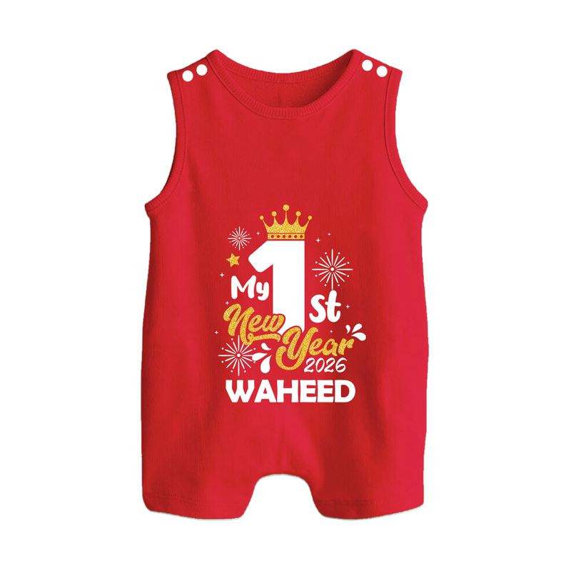 My 1st New Year 2026 | Customized Romper Suit   - RED - 0 - 5 Months Old (Chest 18")