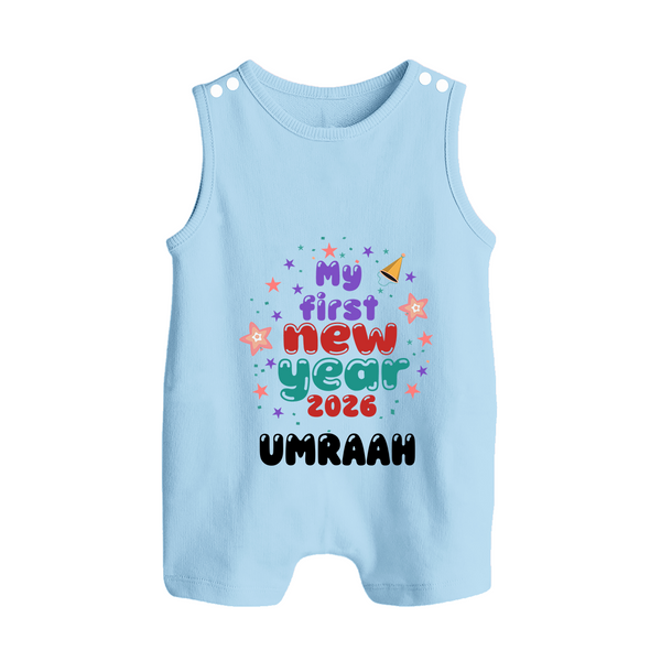 My First New Year 2026 – Colorful Stars | Personalised Romper Suit   - BABY BLUE - 0 - 5 Months Old (Chest 18")