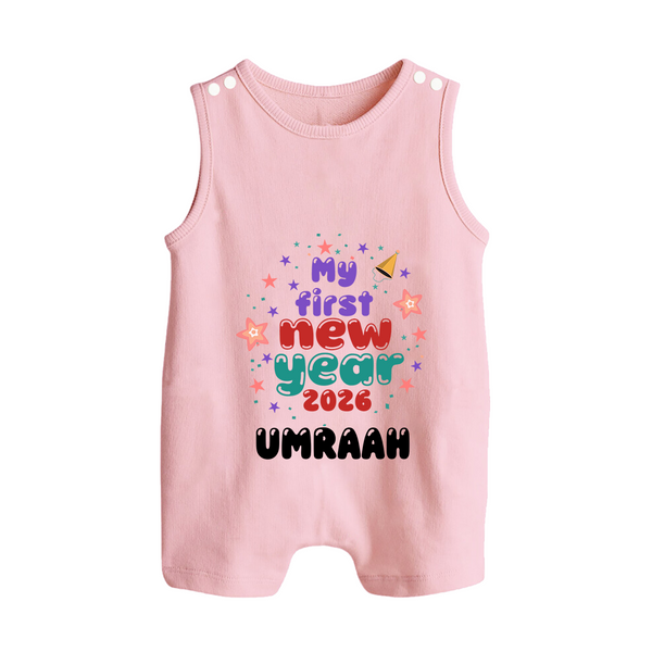 My First New Year 2026 – Colorful Stars | Personalised Romper Suit   - BABY PINK - 0 - 5 Months Old (Chest 18")
