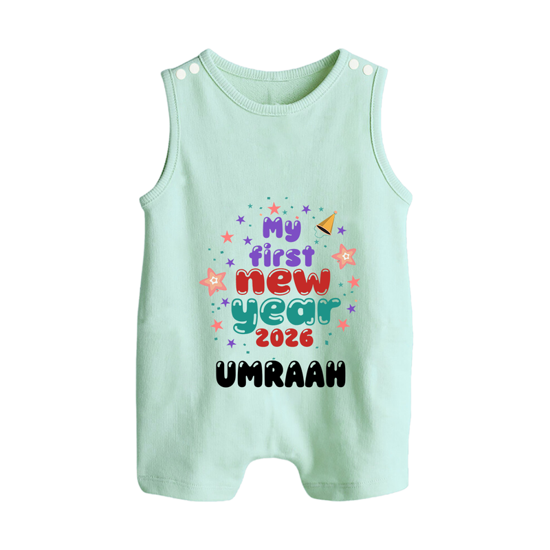My First New Year 2026 – Colorful Stars | Personalised Romper Suit   - MINT GREEN - 0 - 5 Months Old (Chest 18")