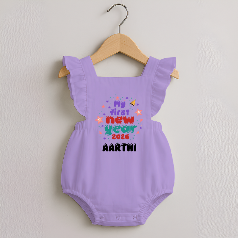 My First New Year 2026 – Colorful Stars | Personalised Romper Frock for Girls - LILAC - 0 - 3 Months Old (Chest 19")