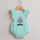 My First New Year 2026 – Colorful Stars | Personalised Romper Frock for Girls - MINT GREEN - 0 - 3 Months Old (Chest 19")