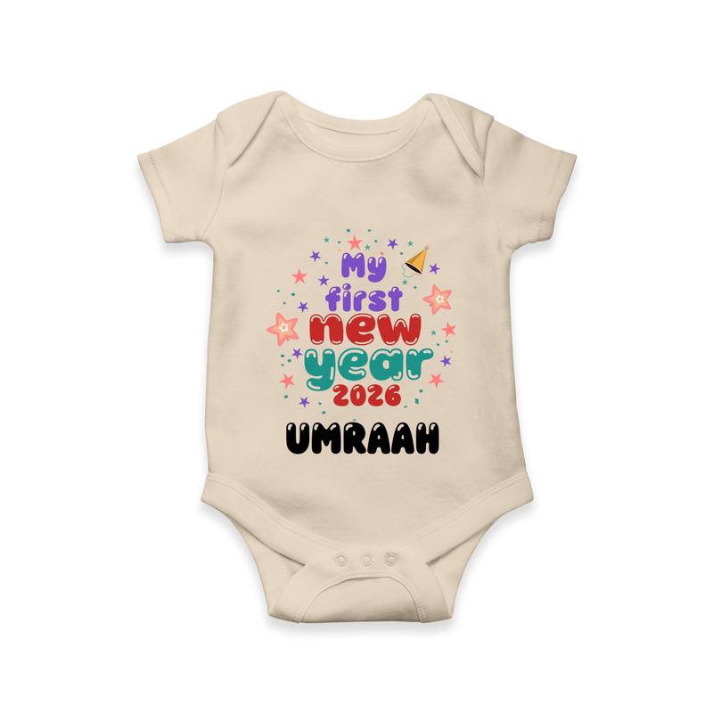 My First New Year 2026 – Colorful Stars | Personalised Romper for Kids - IVORY - New Born (Chest 14")