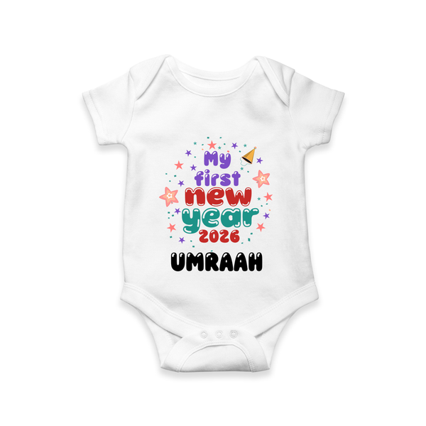 My First New Year 2026 – Colorful Stars | Personalised Romper for Kids - WHITE - New Born (Chest 14")