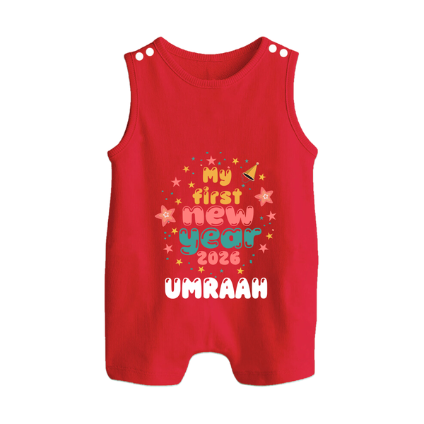 My First New Year 2026 – Colorful Stars | Personalised Romper Suit   - RED - 0 - 5 Months Old (Chest 18")