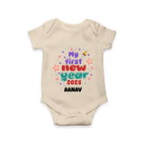 "My First New Year 2025 - Cherished Moments With Our Customized Romper for Babies With Name" - IVORY - 0 - 3 Months Old (Chest 16")