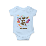 "My First New Year 2025 - Joyful Keepsake With Our Customized Romper for Babies With Name" - BABY BLUE - 0 - 3 Months Old (Chest 16")