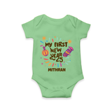 "My First New Year 2025 - Joyful Keepsake With Our Customized Romper for Babies With Name" - GREEN - 0 - 3 Months Old (Chest 16")