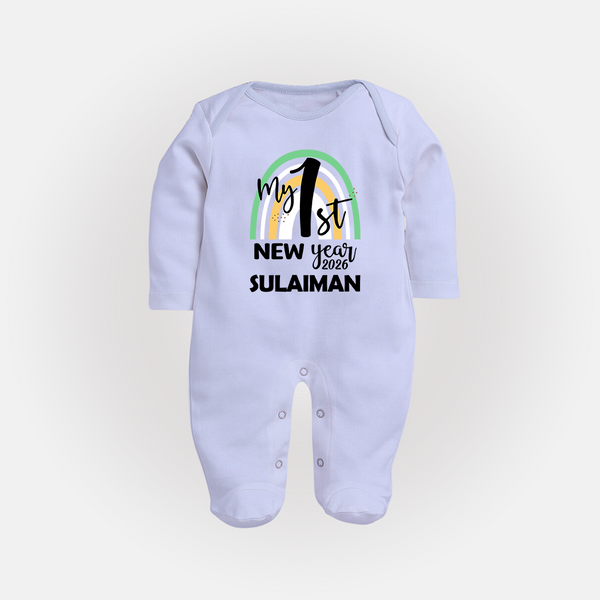 My 1st New Year 2026 – Rainbow Theme| Customized Fullbody Suit   - BABY BLUE - New Born (Chest 7.5")