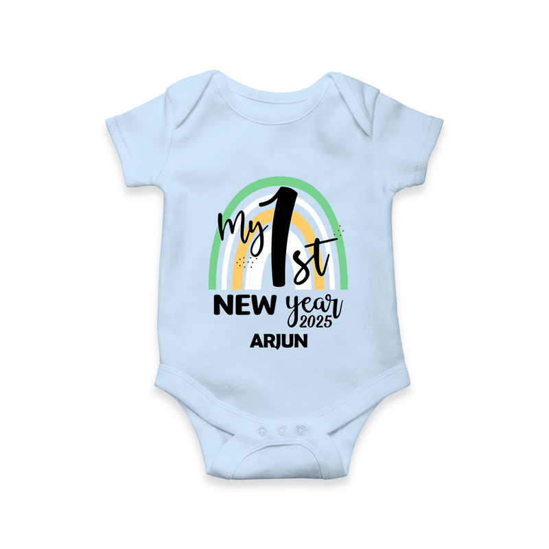 "My First New Year 2025 - Precious Memories With Our Customized Romper for Babies With Name" - BABY BLUE - 0 - 3 Months Old (Chest 16")