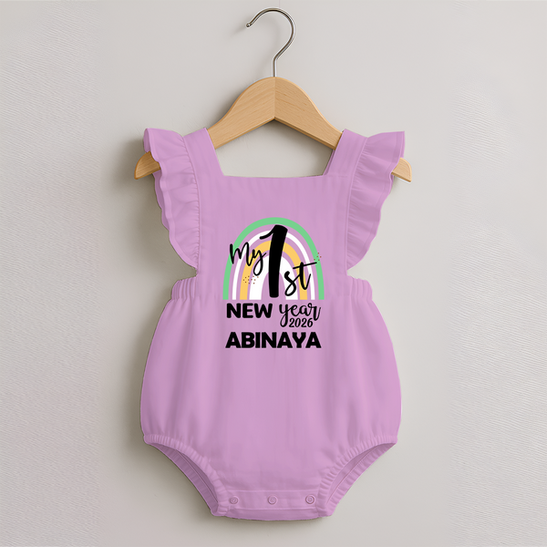 My 1st New Year 2026 – Rainbow Theme| Customized Romper Frock for Girls - BABY PINK - 0 - 3 Months Old (Chest 19")
