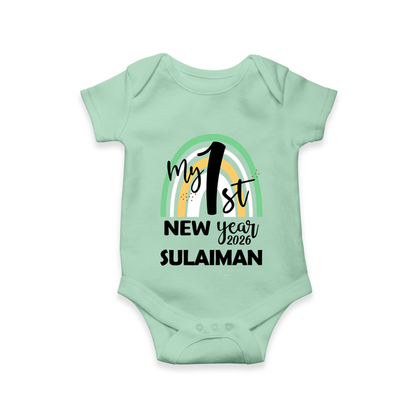 My 1st New Year 2026 – Rainbow Theme| Customized Romper for Kids - MINT GREEN - New Born (Chest 14")