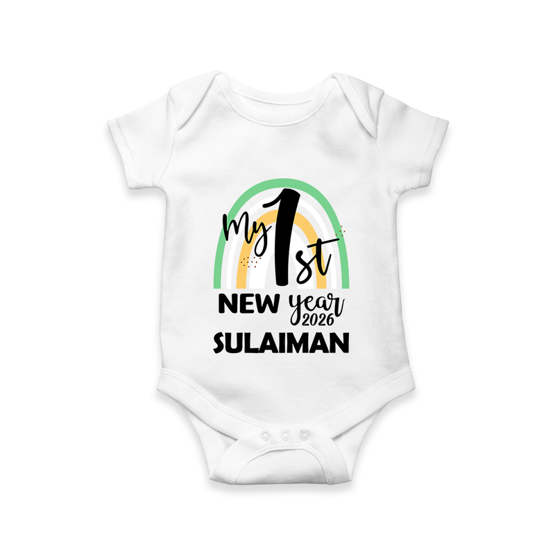 My 1st New Year 2026 – Rainbow Theme| Customized Romper for Kids - WHITE - New Born (Chest 14")