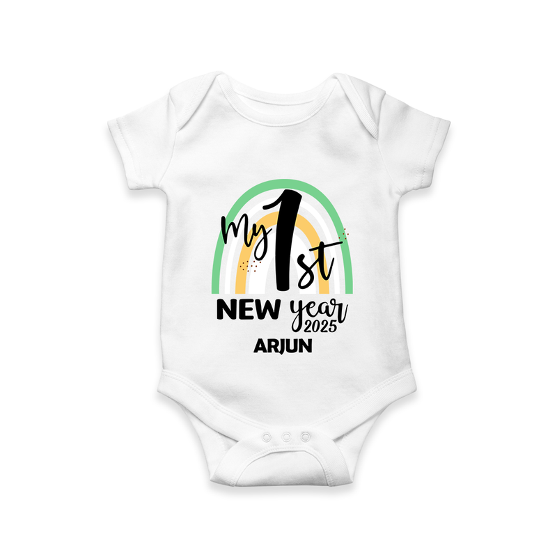 "My First New Year 2025 - Precious Memories With Our Customized Romper for Babies With Name" - WHITE - 0 - 3 Months Old (Chest 16")