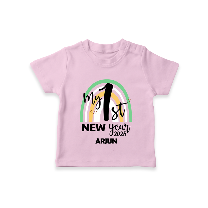 "My First New Year 2025 - Precious Memories With Our Customized T-Shirt for Kids With Name" - PINK - 0-5 Months Old (Chest 17")