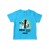 "My First New Year 2025 - Precious Memories With Our Customized T-Shirt for Kids With Name" - SKY BLUE - 0-5 Months Old (Chest 17")