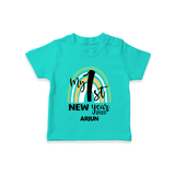 "My First New Year 2025 - Precious Memories With Our Customized T-Shirt for Kids With Name" - TEAL - 0-5 Months Old (Chest 17")