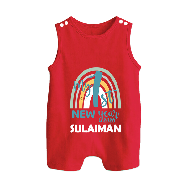My 1st New Year 2026 – Rainbow Theme| Customized Romper Suit   - RED - 0 - 5 Months Old (Chest 18")