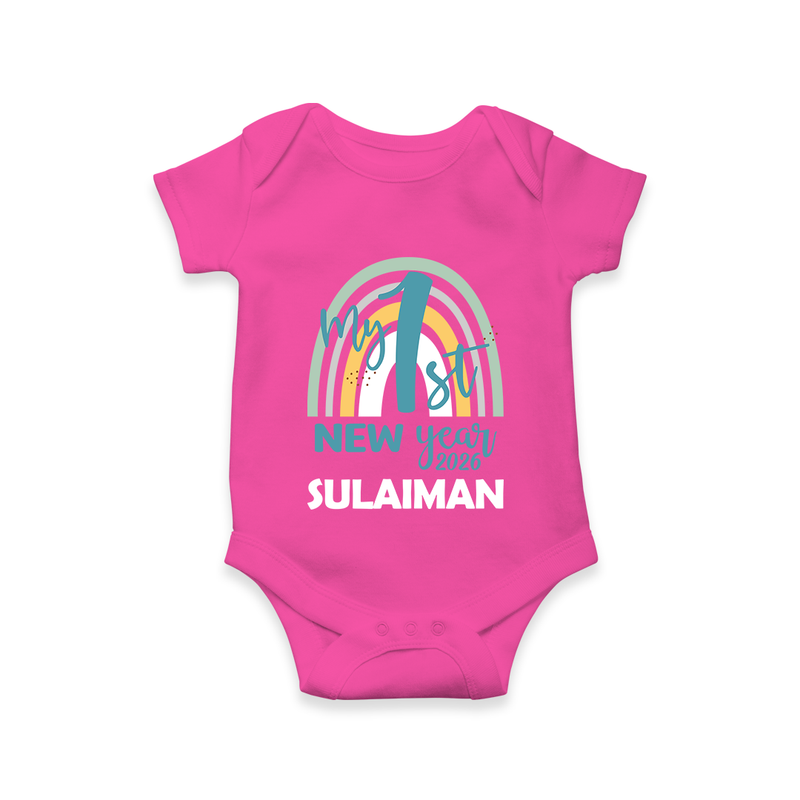 My 1st New Year 2026 – Rainbow Theme| Customized Romper for Kids - HOT PINK - New Born (Chest 14")