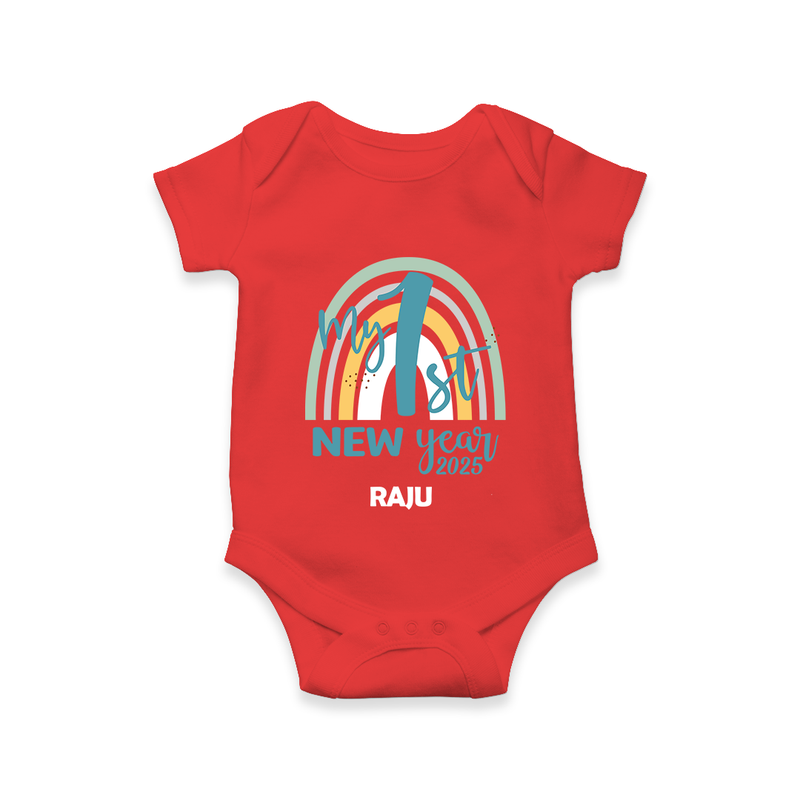 "My First New Year 2025 - Precious Memories With Our Customized Romper for Babies With Name" - RED - 0 - 3 Months Old (Chest 16")